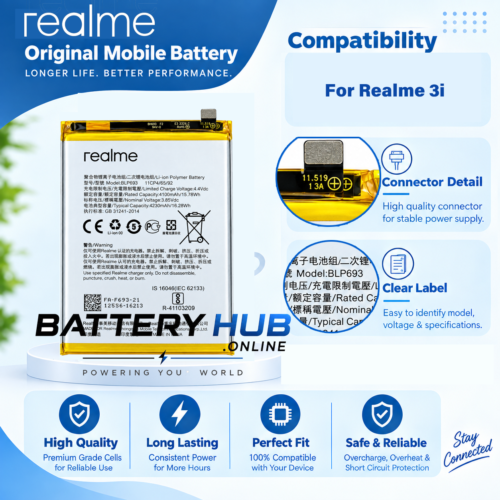 Original Realme 3i (RMX1827) Battery BLP693 – 4230mAh