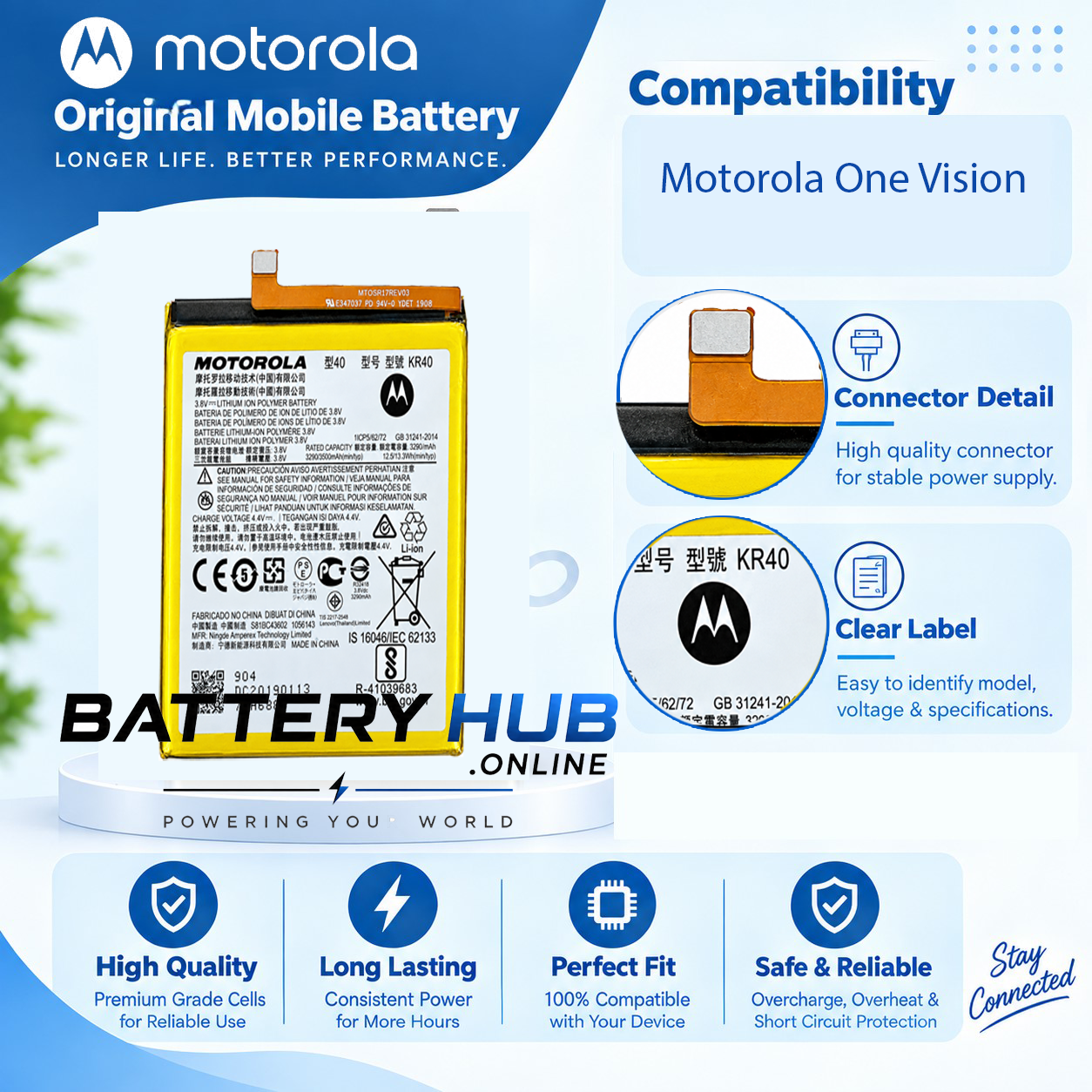 Original Motorola One Vision Battery KR40 – 3500mAh copy 3